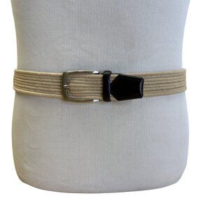 Jos. A. Bank Mens Beige Woven Belt With Brown Leather Sz 42/105